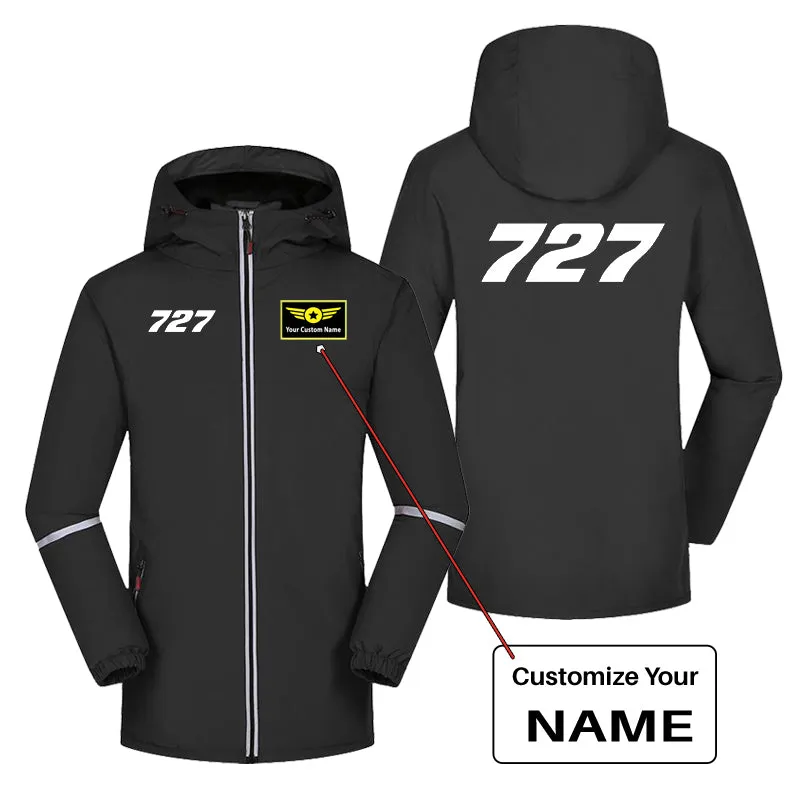 727 Flat Text Designed Rain Coats & Jackets
