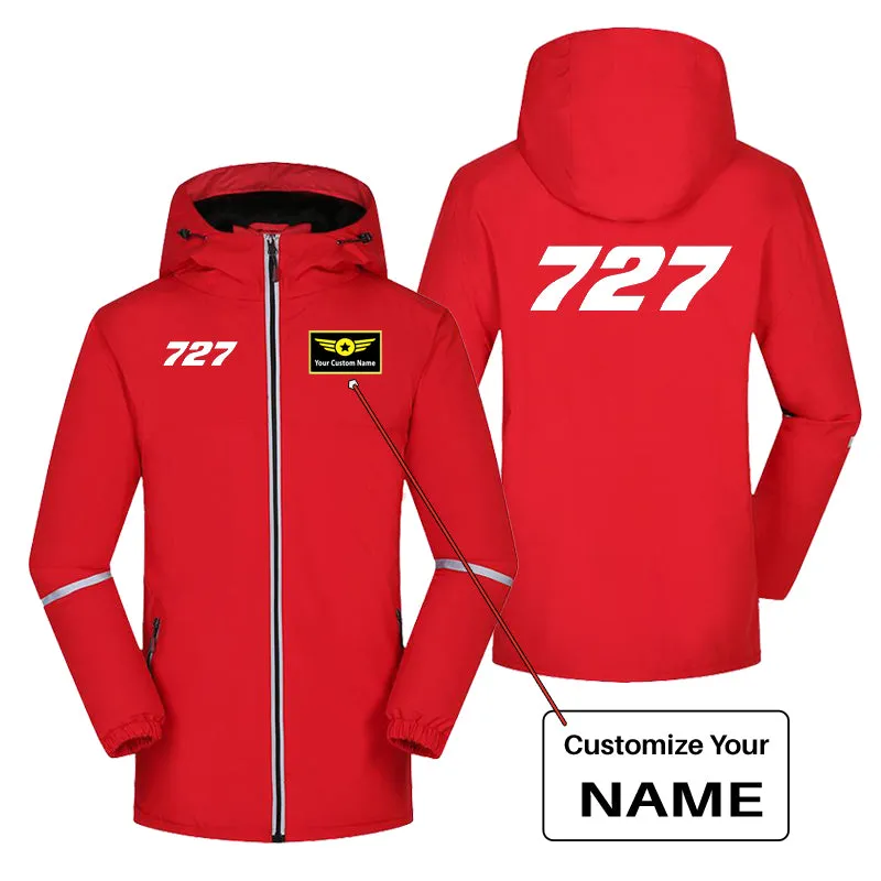 727 Flat Text Designed Rain Coats & Jackets