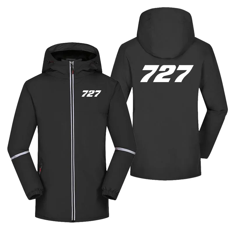 727 Flat Text Designed Rain Coats & Jackets