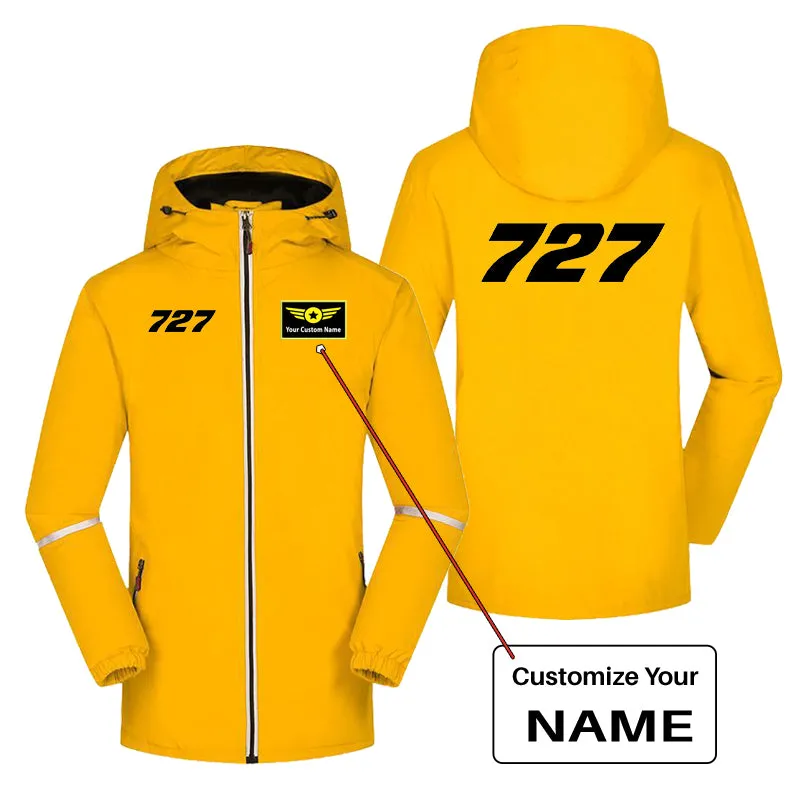 727 Flat Text Designed Rain Coats & Jackets