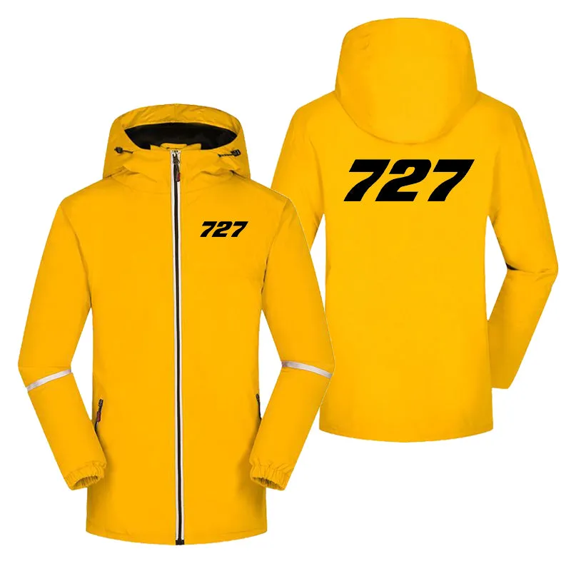 727 Flat Text Designed Rain Coats & Jackets