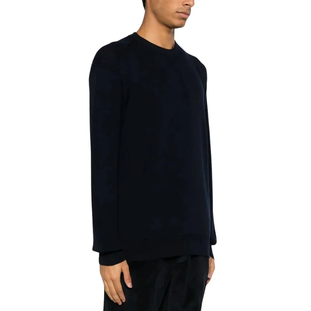Black Merino Waffle Knit Crewneck