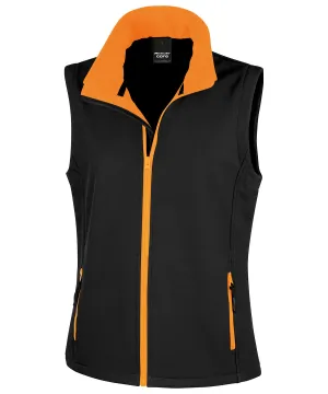 Black/Orange - Women's printable softshell bodywarmer