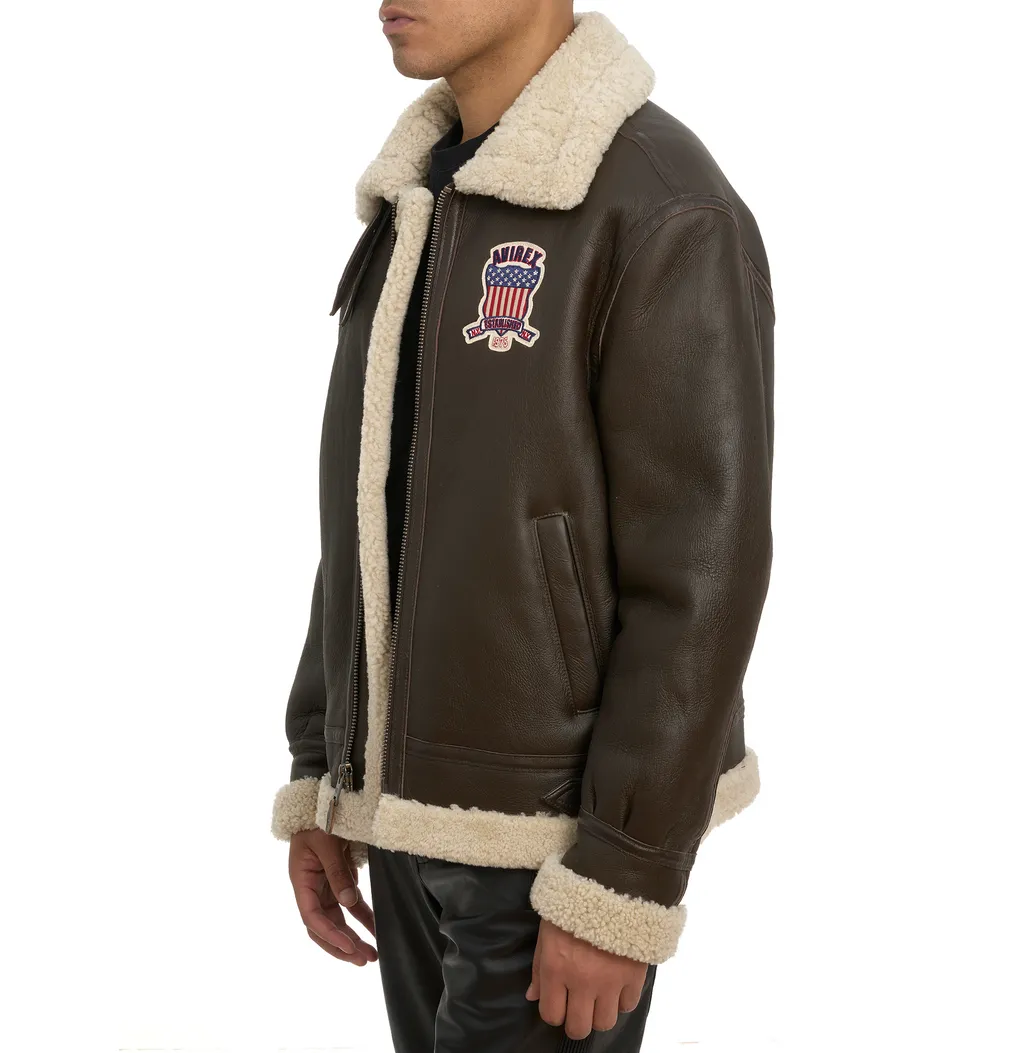 Buy Best Original Winter Avirex B3 Shearling Choclate Leather Jackets For Sale