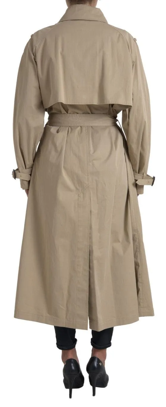 Dolce & Gabbana Khaki Double Breasted Trench Coat Jacket