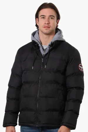 Sure! Heres an optimized version of the product title:

Mens Black Fahrenheit Fleece Hooded Bubble Bomber Jacket