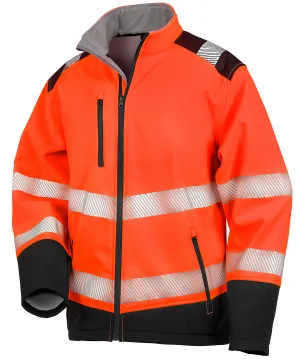 Fluorescent Orange/Black - Printable ripstop safety softshell