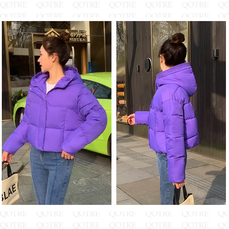 Hooded Zipper Cropped Puffer Jacket