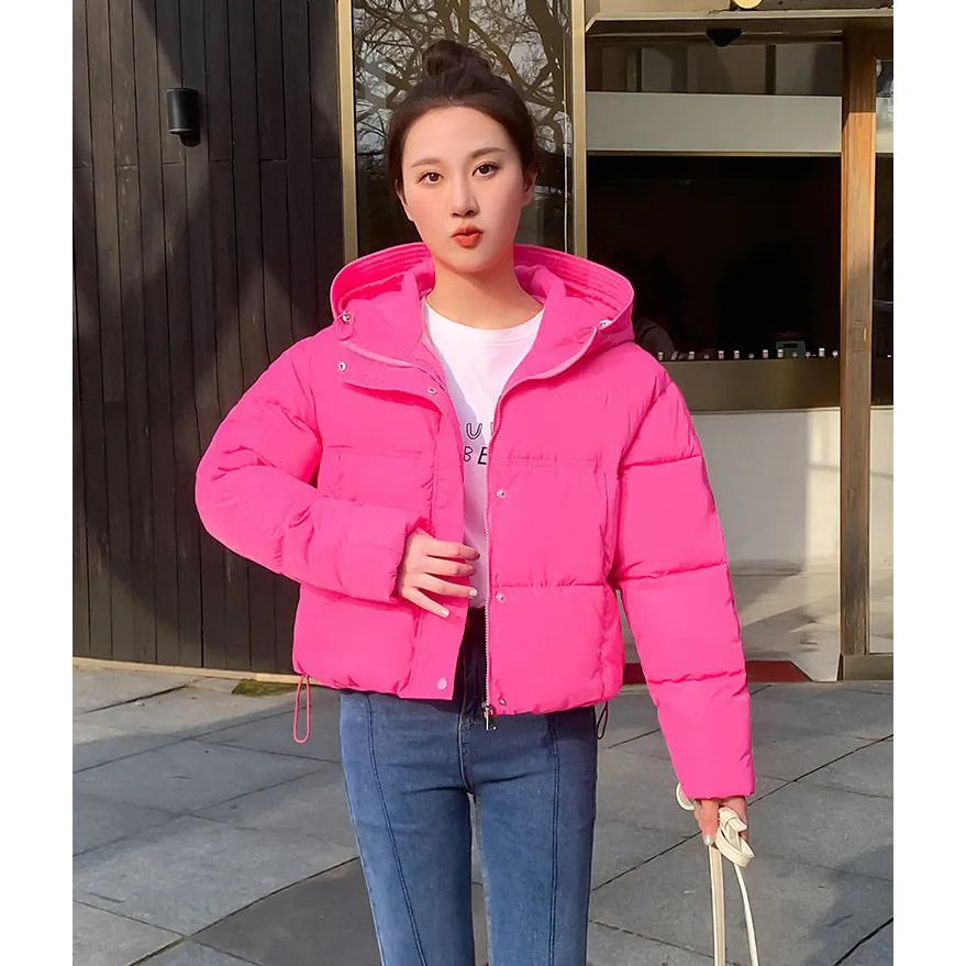 Hooded Zipper Cropped Puffer Jacket