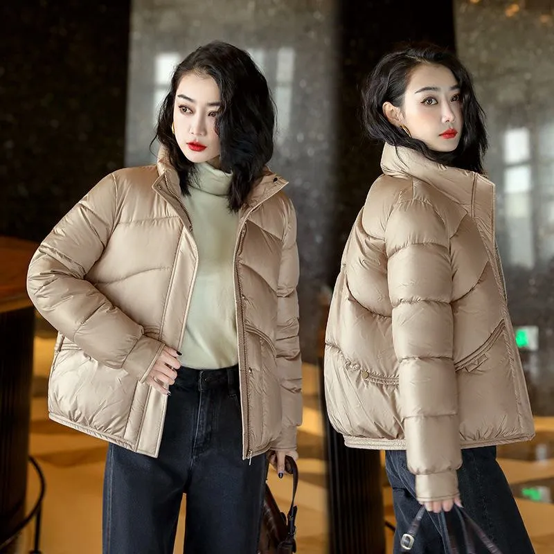Lightweight Cropped Stand-Up Collar Windproof Puffer Jacket