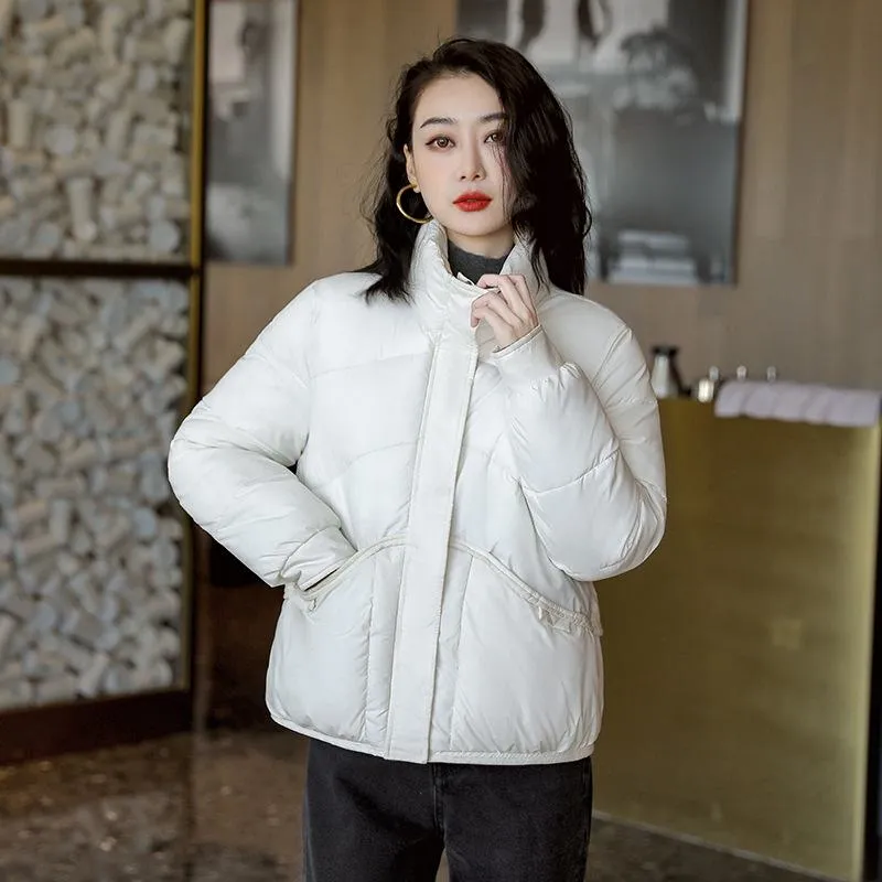 Lightweight Cropped Stand-Up Collar Windproof Puffer Jacket