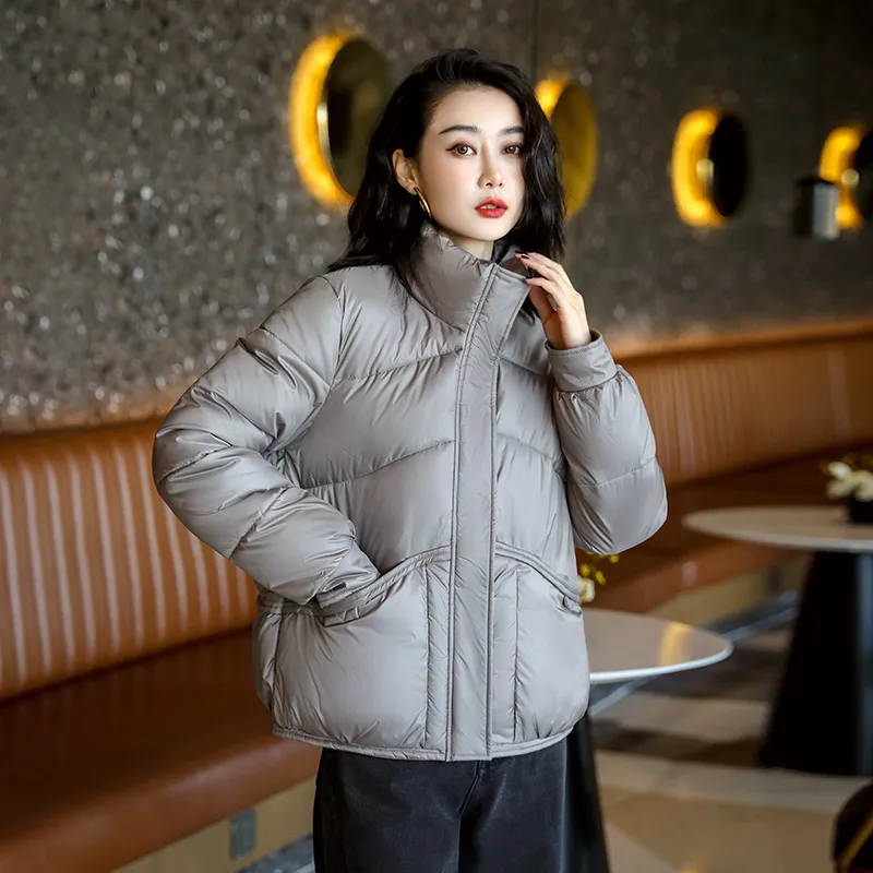 Lightweight Cropped Stand-Up Collar Windproof Puffer Jacket