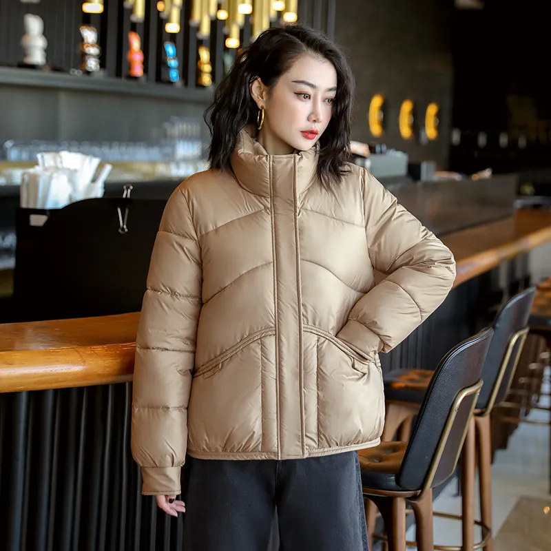 Lightweight Cropped Stand-Up Collar Windproof Puffer Jacket