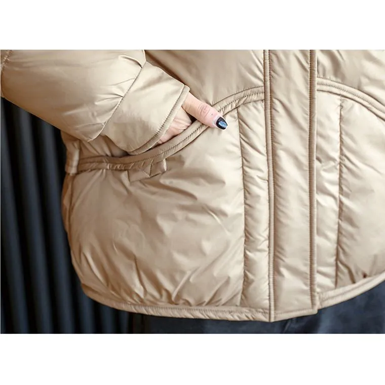 Lightweight Cropped Stand-Up Collar Windproof Puffer Jacket