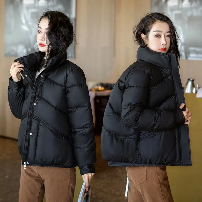 Lightweight Cropped Stand-Up Collar Windproof Puffer Jacket