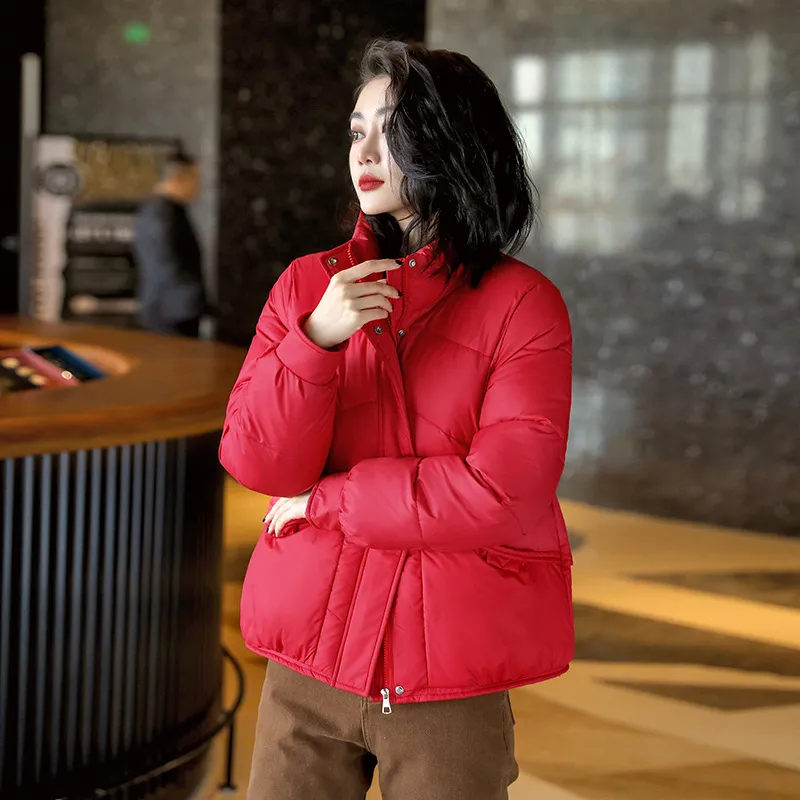 Lightweight Cropped Stand-Up Collar Windproof Puffer Jacket