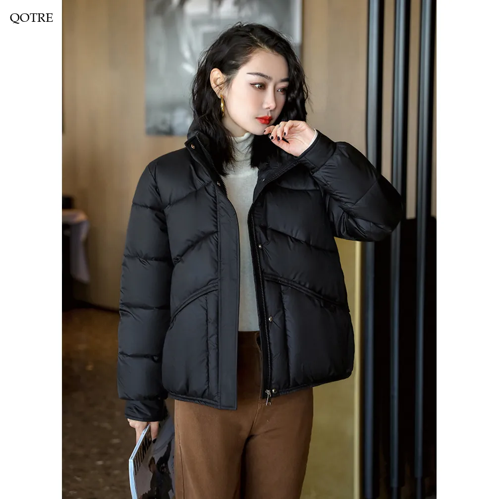 Lightweight Cropped Stand-Up Collar Windproof Puffer Jacket