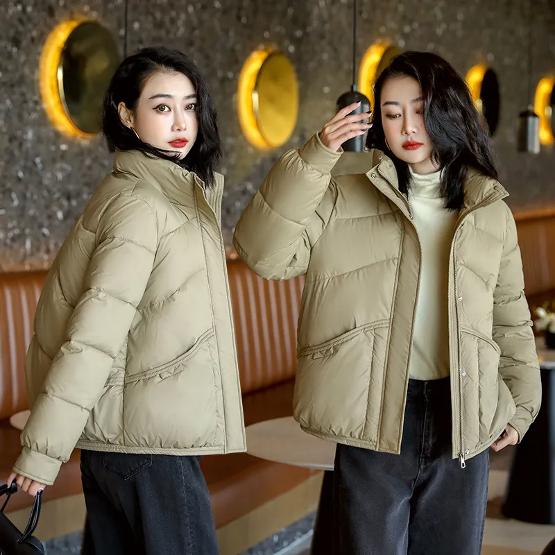 Lightweight Cropped Stand-Up Collar Windproof Puffer Jacket