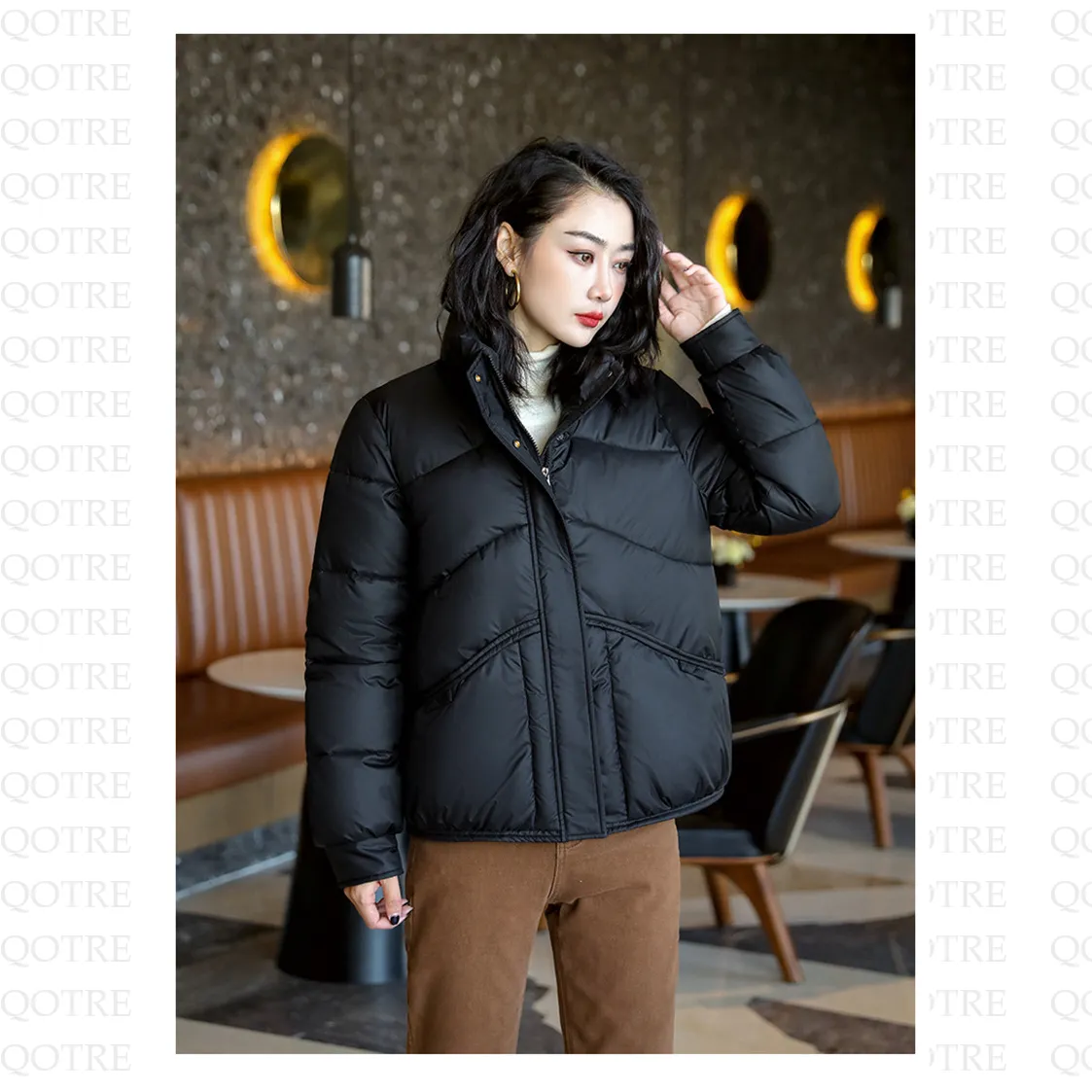 Lightweight Cropped Stand-Up Collar Windproof Puffer Jacket