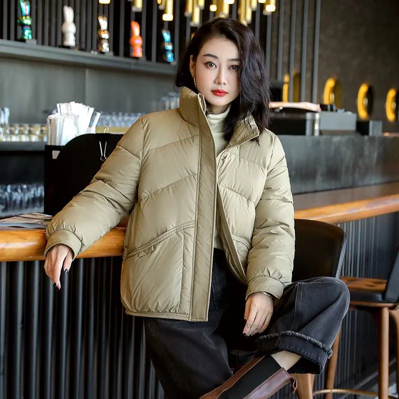 Lightweight Cropped Stand-Up Collar Windproof Puffer Jacket