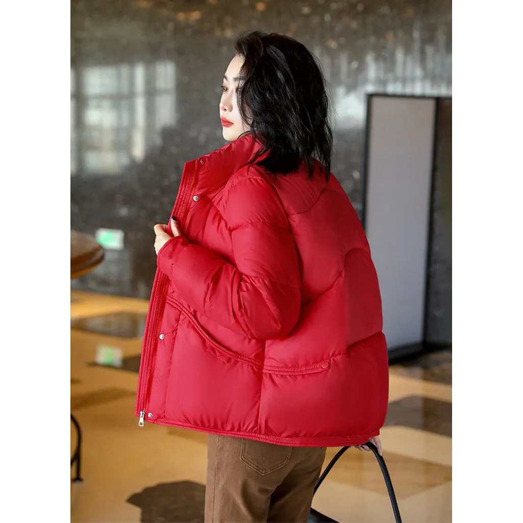 Lightweight Cropped Stand-Up Collar Windproof Puffer Jacket