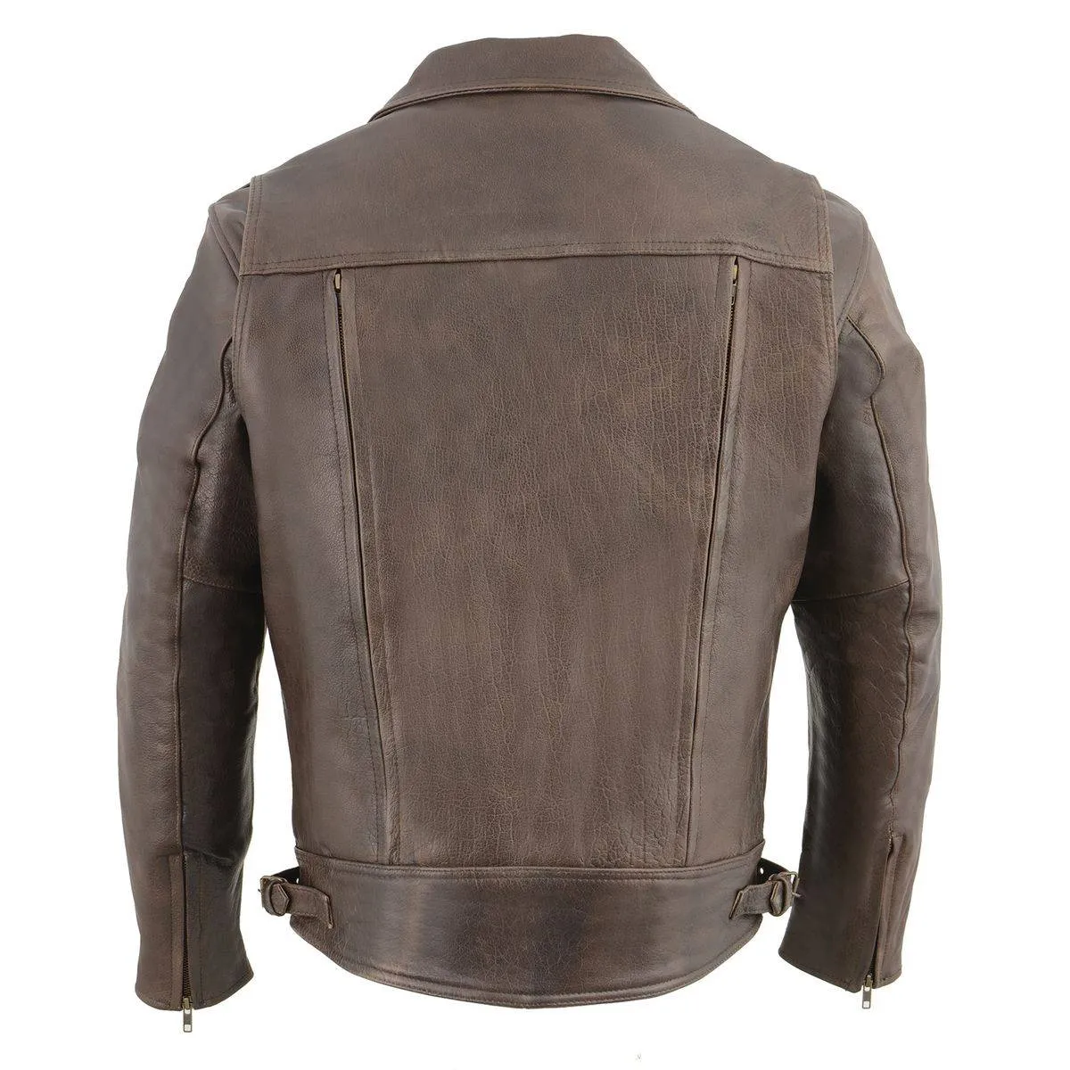 Milwaukee Leather MLM1522 Men's Vented Retro Brown Leather Motorcycle Jacket