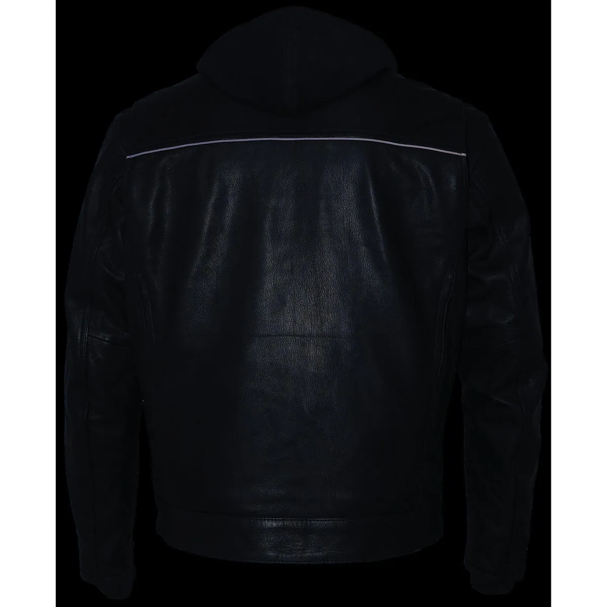 Milwaukee Leather MLM1537 Men's Black Leather Utility Pocket Vented Jacket with Removable Hoodie