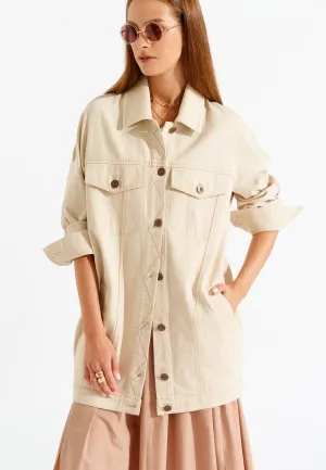 Oversized Hip Length Button Down Denim Jacket Oversized Hip Length Button Down Denim Jacket