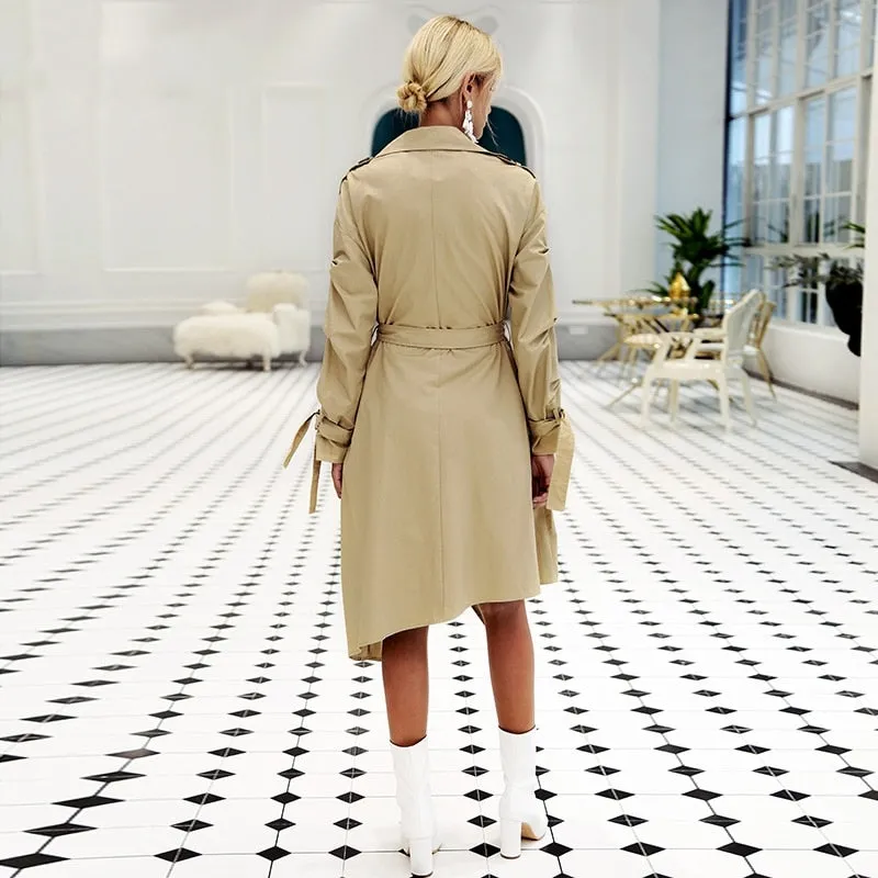 Women's Autumn Irregular Long Trench