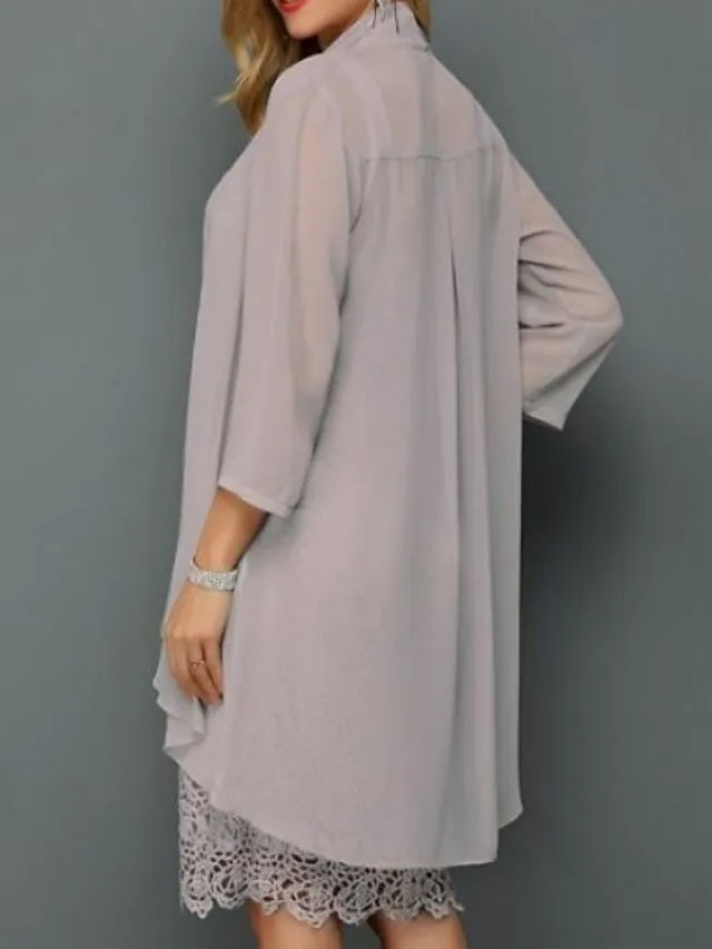 Women's Wrap Mother's Wraps Coats / Jackets Elegant Sun Protection 3/4 Length Sleeve Chiffon Wedding Wraps With Ruching For Party Evening Spring & Summer