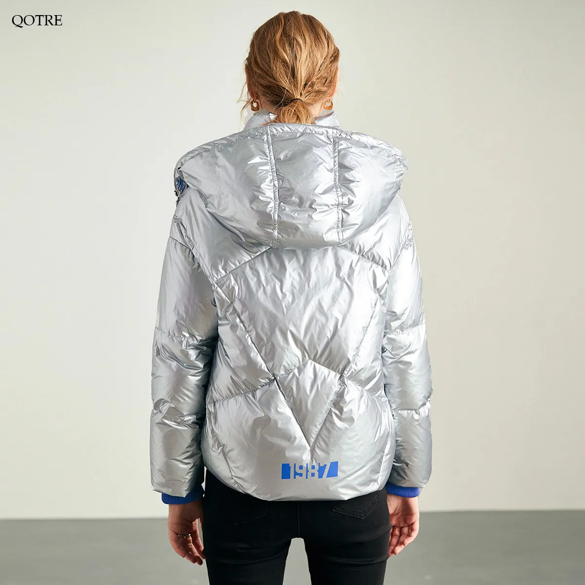 Zip-Up Cropped Waterproof Down Jacket