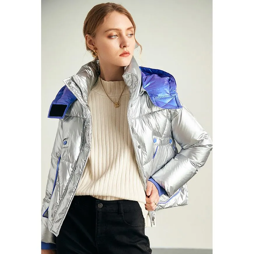 Zip-Up Cropped Waterproof Down Jacket