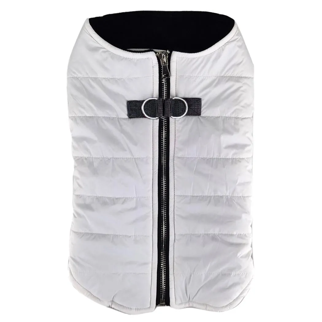 Zip-Up Puffer Vest Dog Coat White